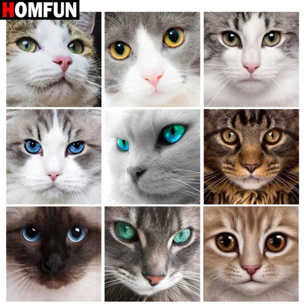 HOMFUN 3D Diamond Painting "Animal cat eyes" DIY Full Rhinestones Drill Cross-stitch Kits Square Round Diamond Embroidery