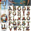 HOMFUN Shimmering Diamond Painting Alphabet Keychain, Personalized DIY Pendant with 26 Letters - Handcrafted Unique Gift for Her